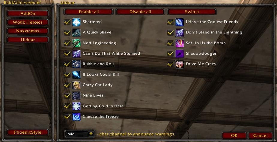 RaidAchievement для WoW 7.3.5